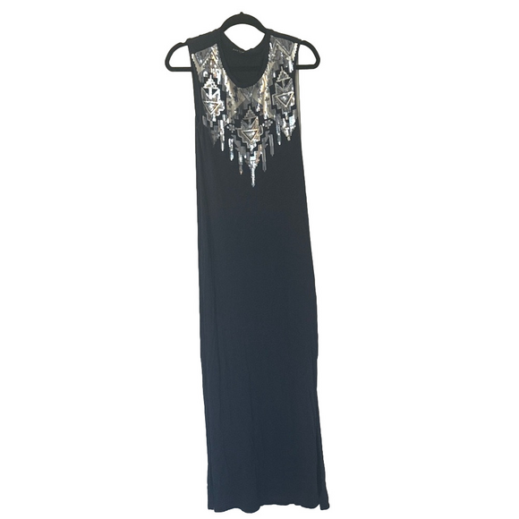 Express Dresses & Skirts - Elegant Navy Blue Sleeveless Dress with Silver Accents